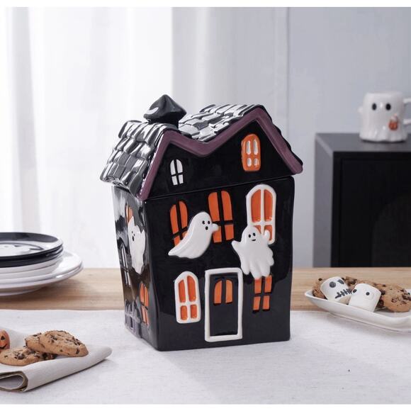 Way to Celebrate Halloween Ceramic Haunted House Treat Jar, Food Storage - Picture 7 of 8